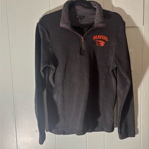 Champion Black Zip-Up Sweater with Orange Logo